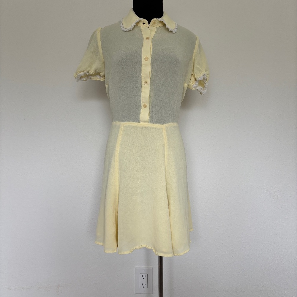 Reformation Butter Yellow Chiffon Shirtdress